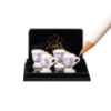 Picture of 4 Miniature Chocolate Mugs - Blue Onion Gold Design